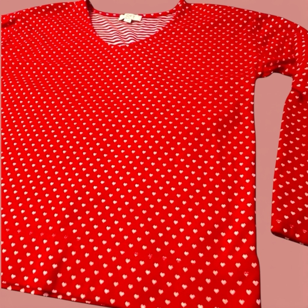 LOFT Red Polka Dot Knit Top Valentine Style ❤️ pattern size Small